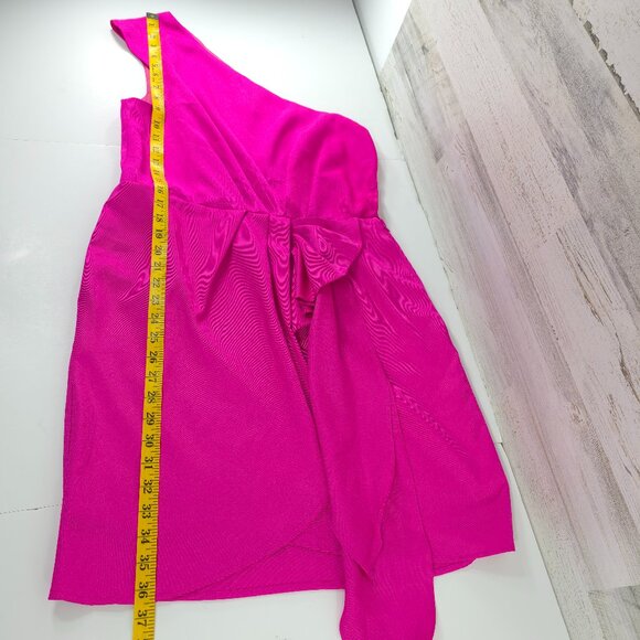 BCBGeneration ONE SHOULDER HOT PINK COCKTAIL DRESS WOMEN'S SIZE 12 LINED *FLAW* - Picture 15 of 16